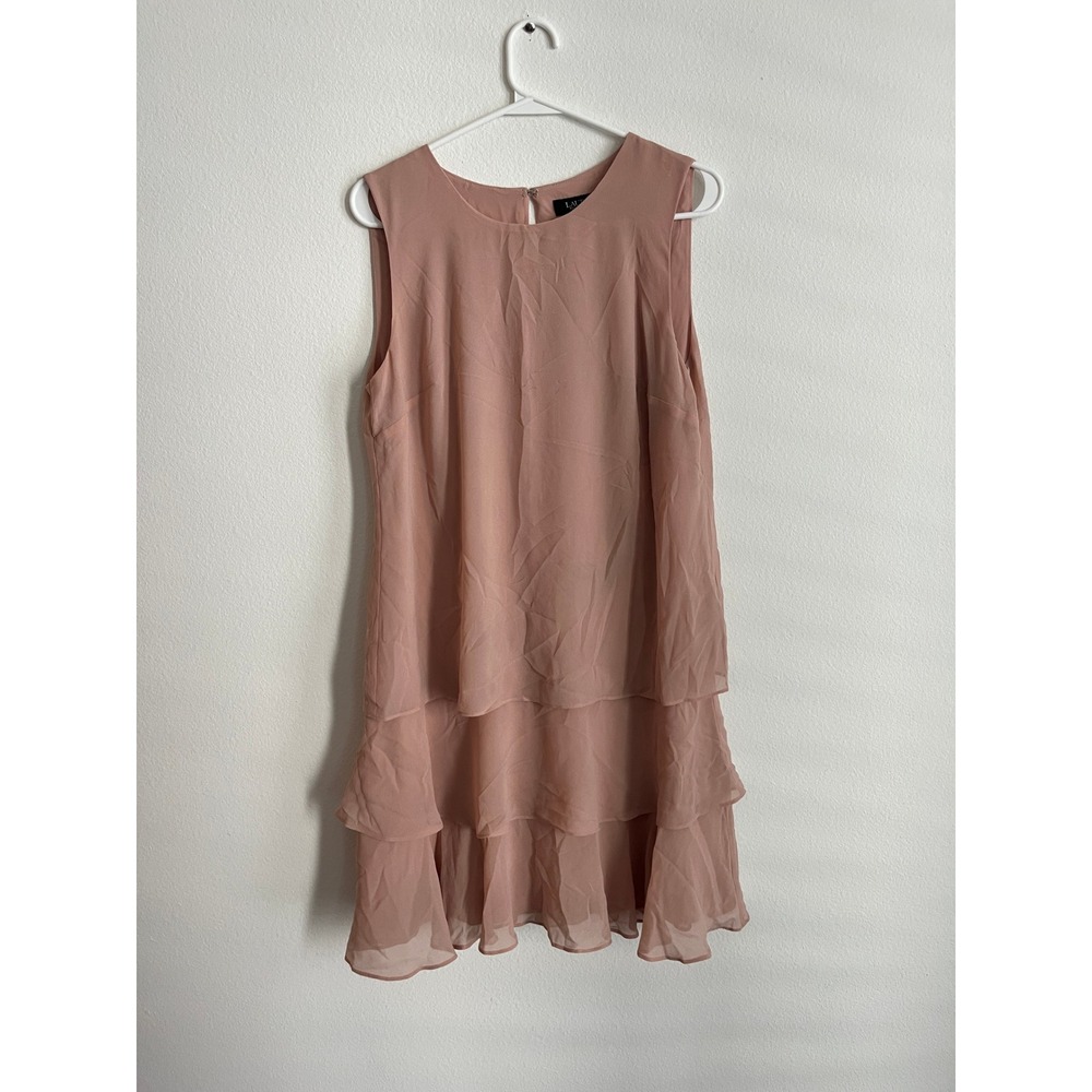 Lauren Ralph Lauren Dusty Rose Pink Tiered Ruffle Hem Sleeveless Dress Size 8